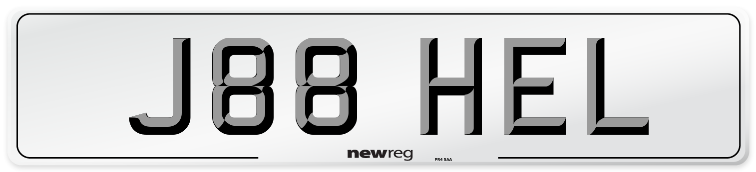 J88 HEL Number Plate from New Reg